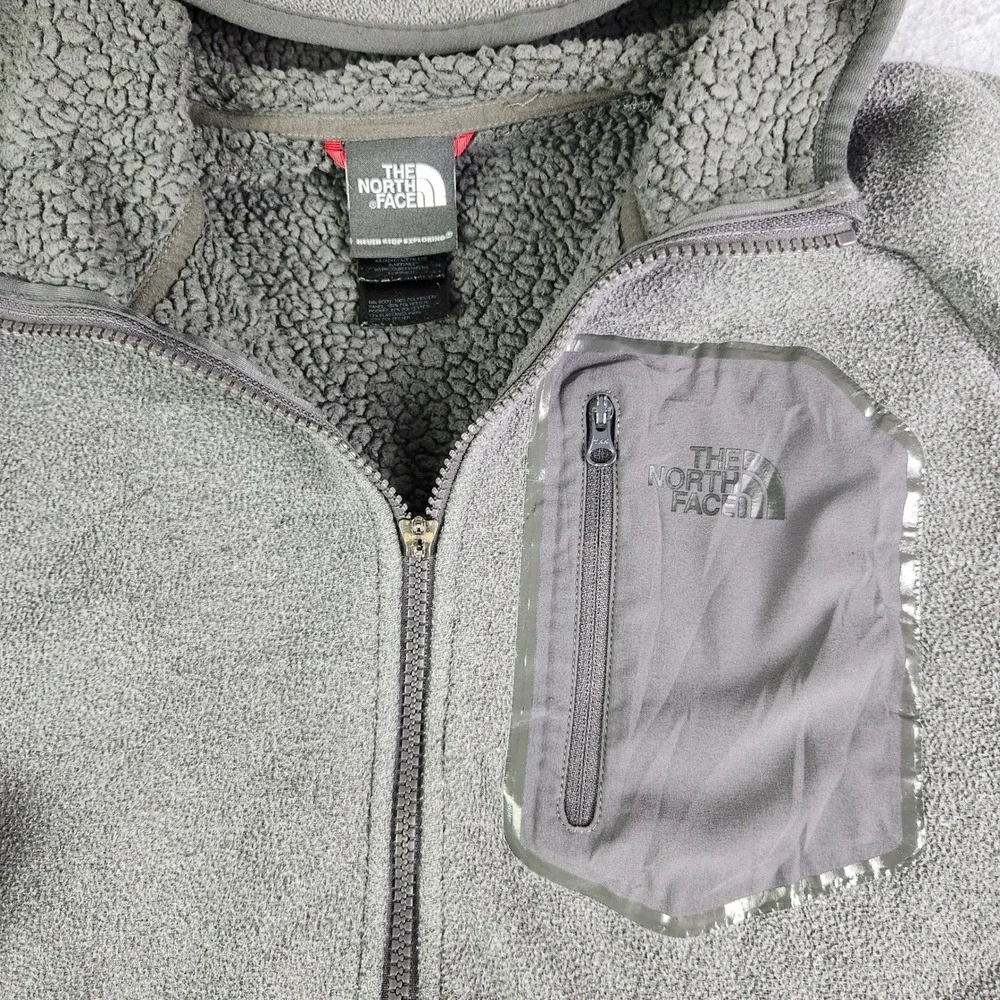 The North Face Fleece Hoodie Mens Medium Gray Sherpa Lined Activewear Full‎ Zip